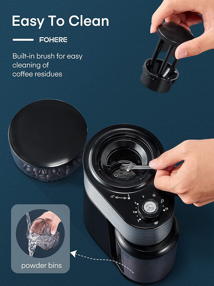Electric Coffee Grinder, FOHERE Burr Coffee Bean Grinder with 18 Preci –  Kaffa Abode