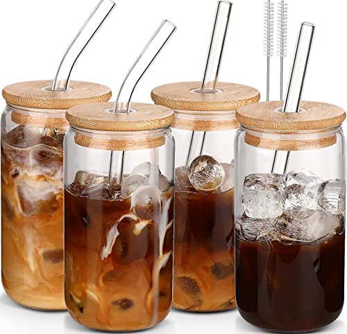 Fall Glass Cups with Lid and Straw - The White Invite