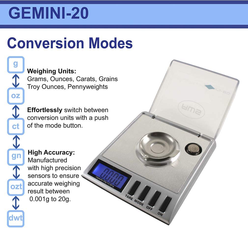 Gemini-20 Portable Milligram Scale, 20 x 0.001 G