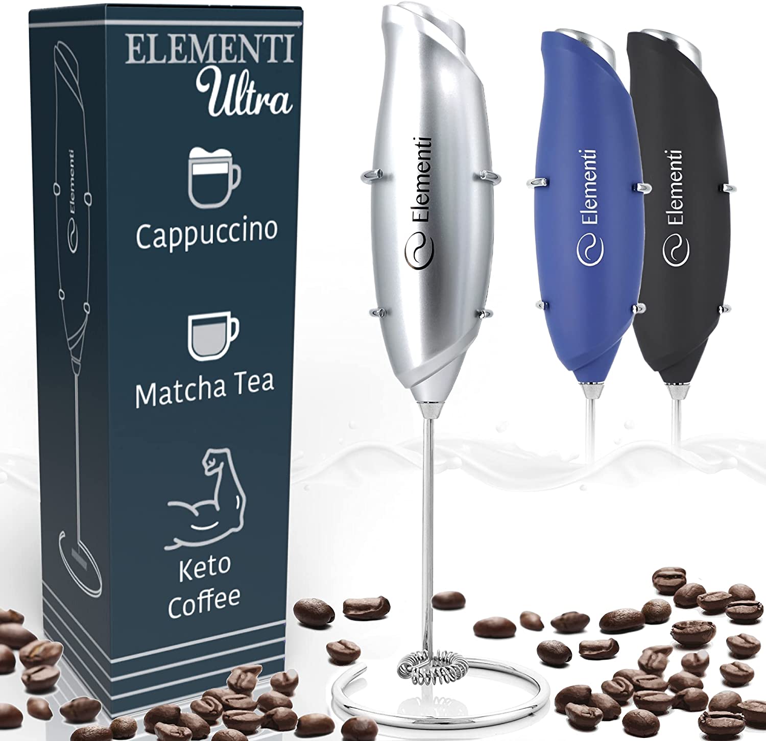 Elementi Electric Milk Frother Handheld, Matcha Whisk, Milk frother fo –  Kaffa Abode