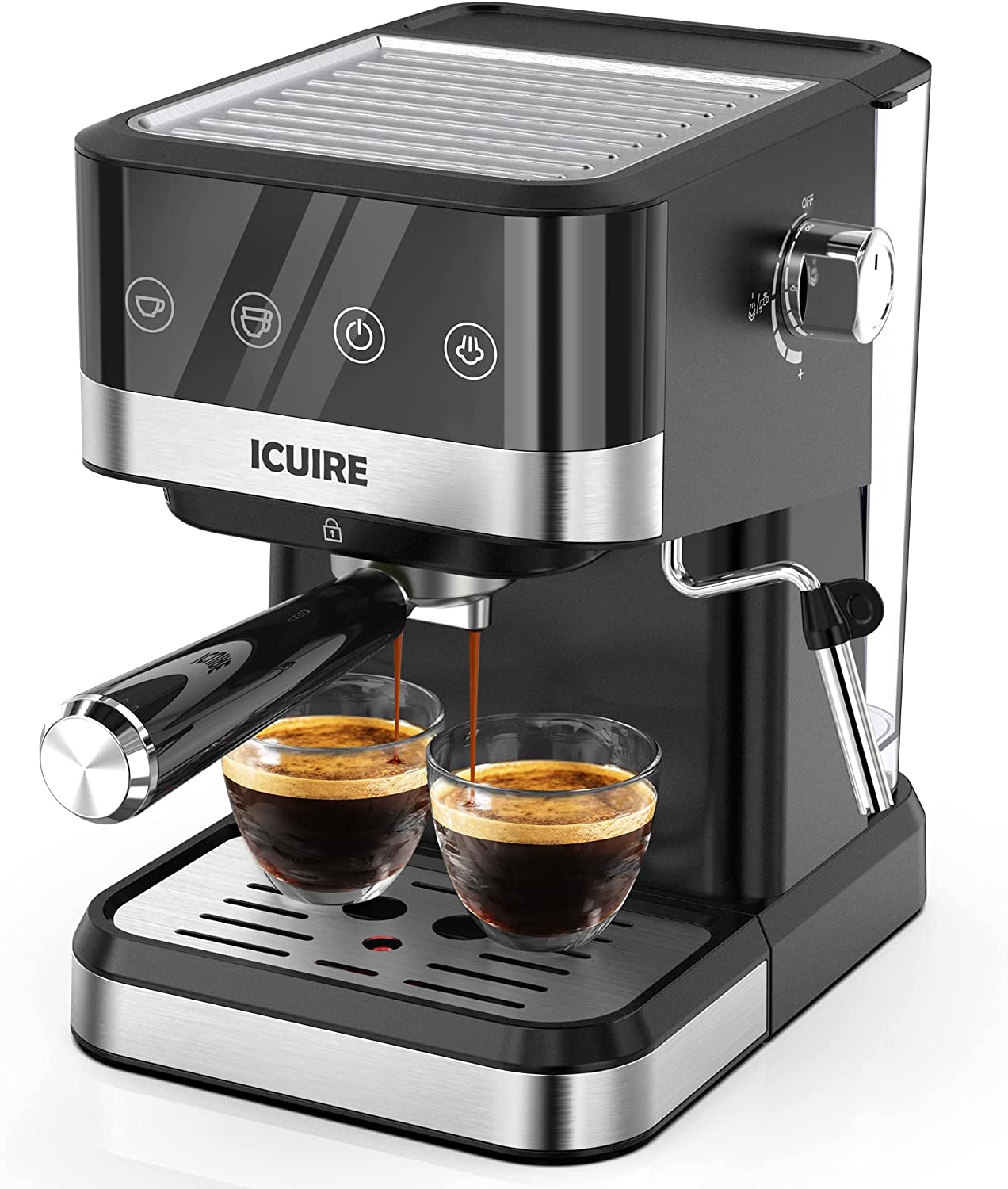 ICUIRE 20 Bar Espresso Machine with Milk Frother, Semi-Automatic