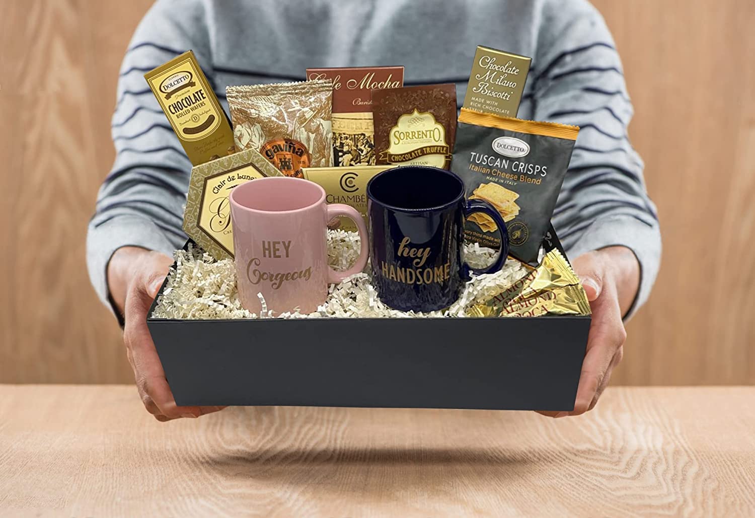 Coffee Gift Baskets - Hot Cocoa Gift - Food Gift - Valentines Coffee Gift Box- 2 Mugs, Wafers, Hot Cocoa, Coffee, Snacks and More (warm and Cozy)