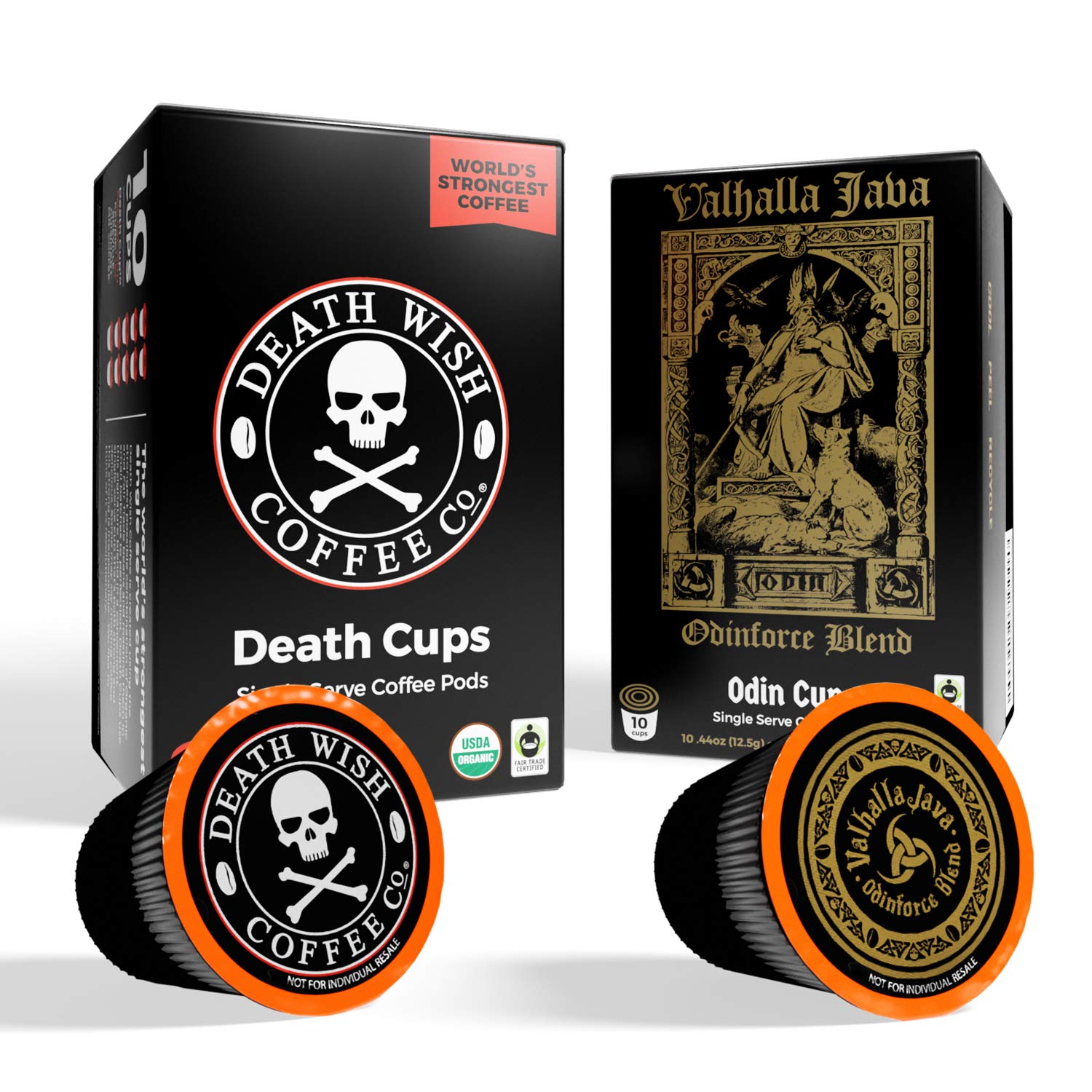 Death Wish Coffee Pods Extra Kick of Caffeine Valhalla Java Odinforce Blend Single Serve Coffee Pods Made with USDA Certified Organic Fair