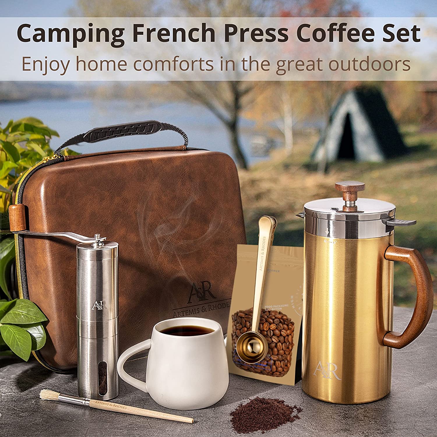 Camping French Press Travel Kit - French Coffee Press Set, Travel Fren –  Kaffa Abode