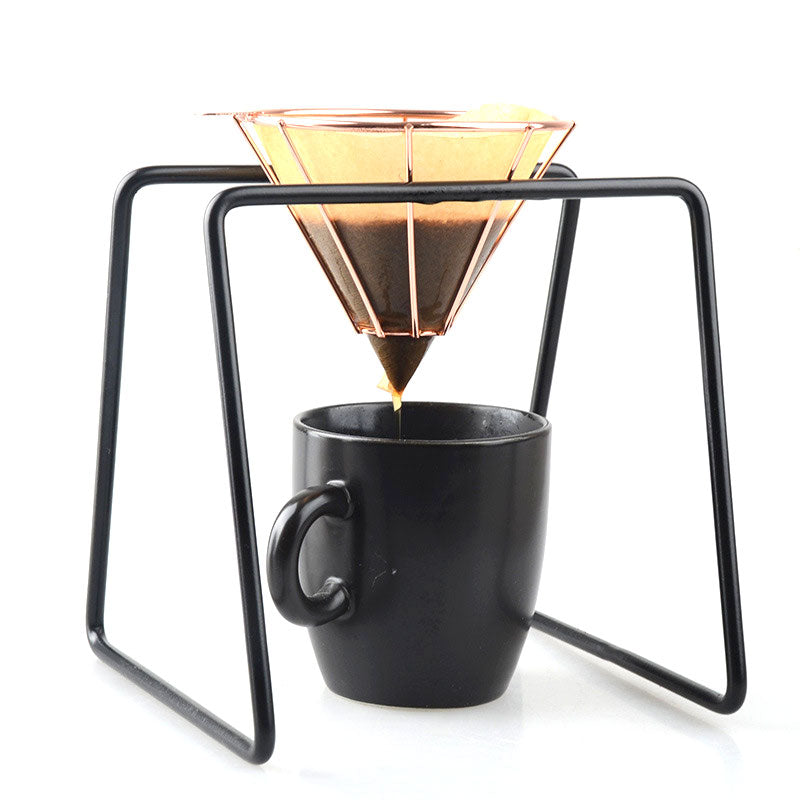 Pour Over Coffee Dripper Stand for Home Office and Outdoor Coffee Maker  with Glass Metal Stand Wood Base Coffee Accessories