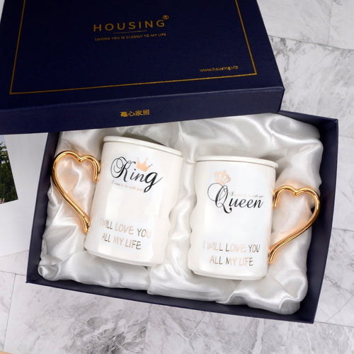 OUSSIRRO 2Pcs/Set Couple Cup Ceramic Kiss Mug Valentine's Day Wedding Birthday Gift