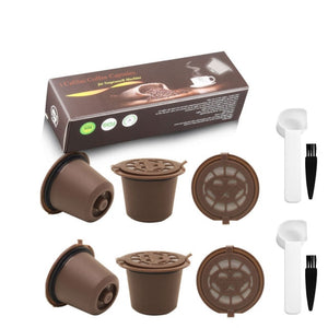 Icafilas Reusable Coffee Capsule for Nespresso Machine with Stainless Filter Mesh Refillable Espresso Pod Kitchen Tamper